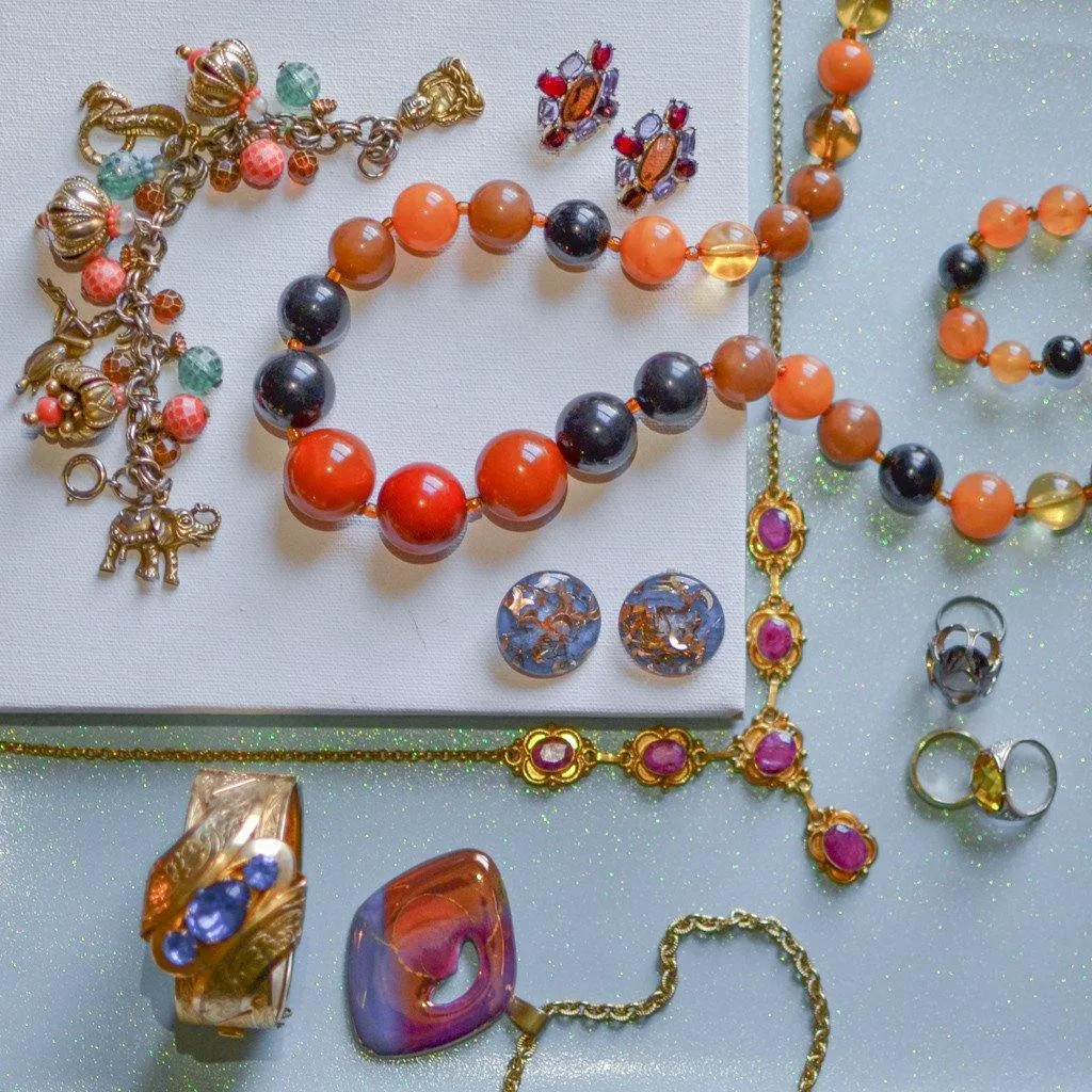 Monet Amethyst, Garnet, and Smokey Topaz Crystal Earrings