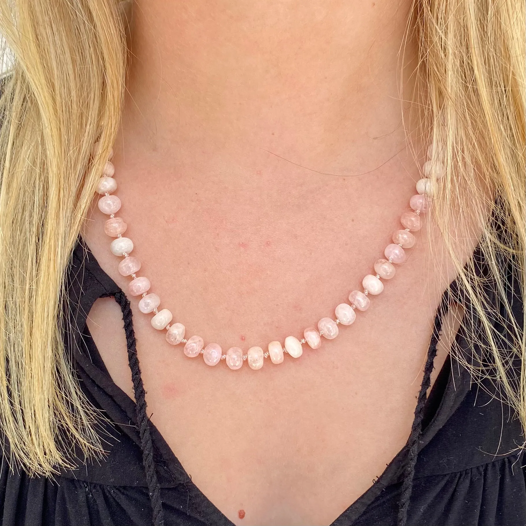 Morganite Gemstone Bead Necklace