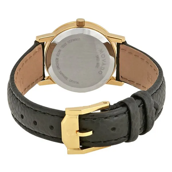 Movado Museum Classic Black Leather Black Dial Quartz Watch for Ladies - 606088