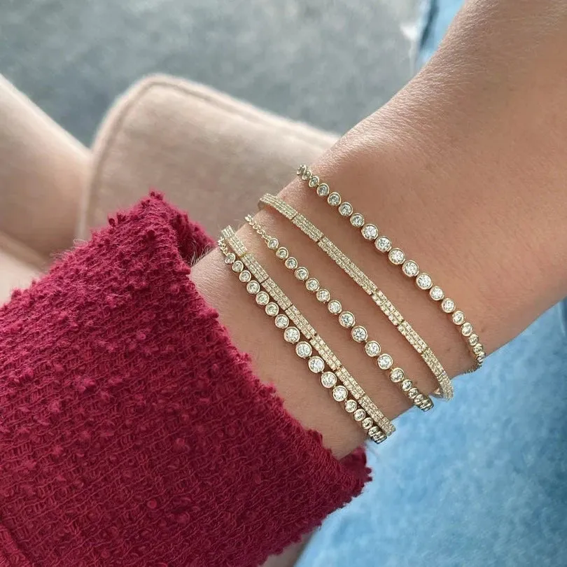 Multi Diamond Bezel Bolo Bracelet