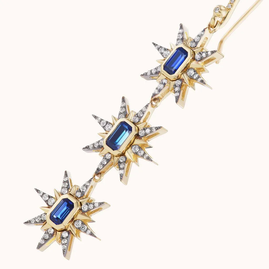 Multi Starburst Earrings Blue Sapphire