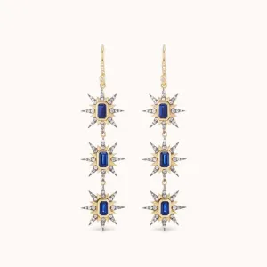Multi Starburst Earrings Blue Sapphire