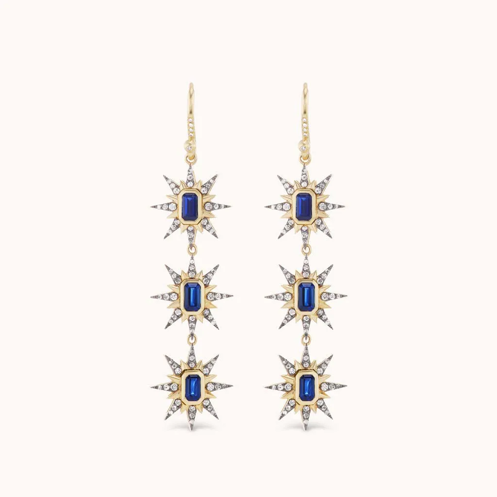 Multi Starburst Earrings Blue Sapphire