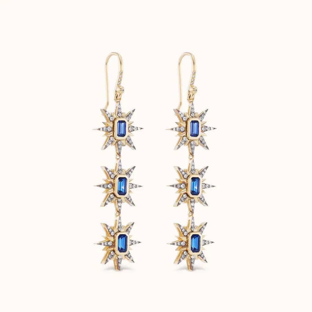 Multi Starburst Earrings Blue Sapphire