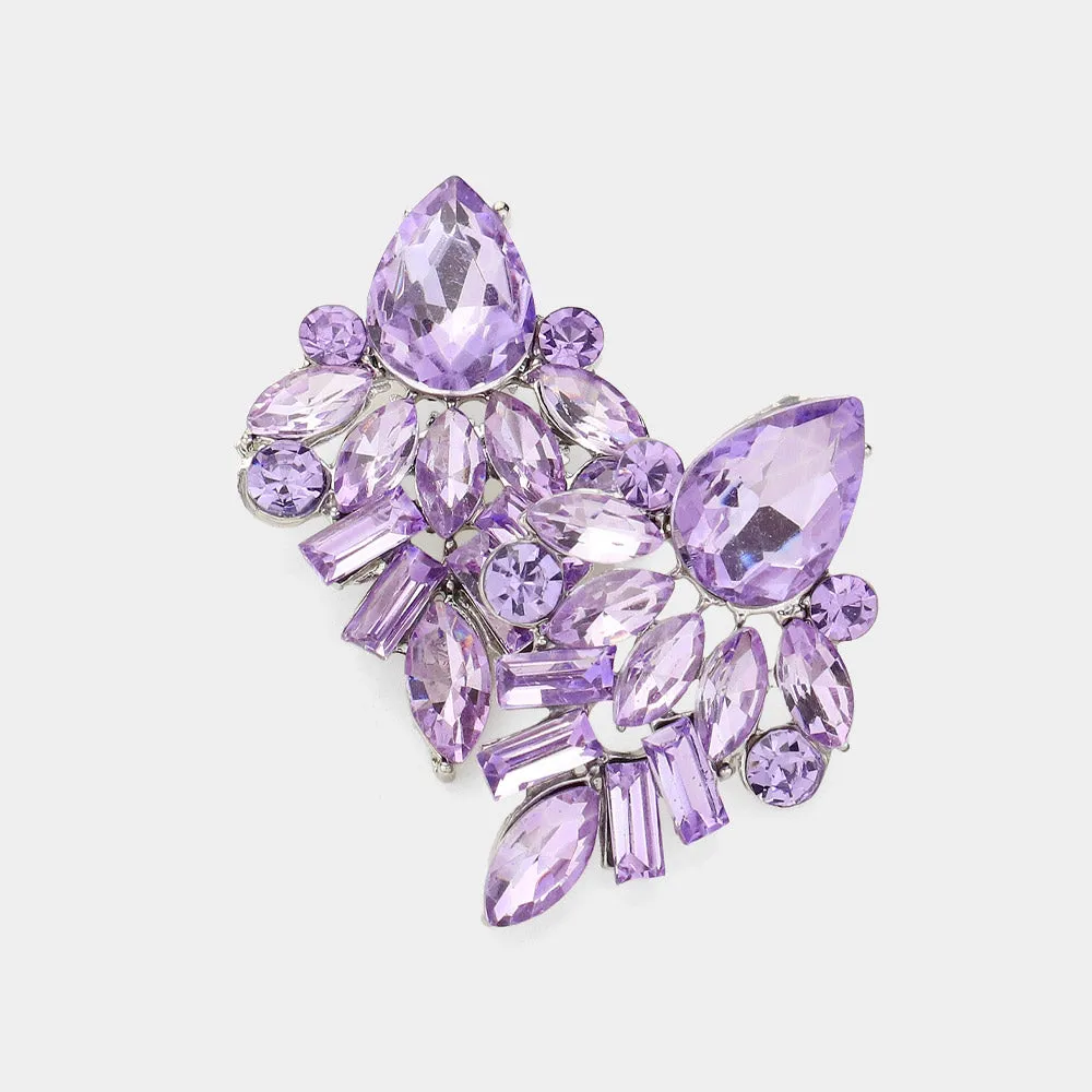 Multi Stone Violet Crystal Evening Earrings  | Crystal Pageant Earrings |  622229