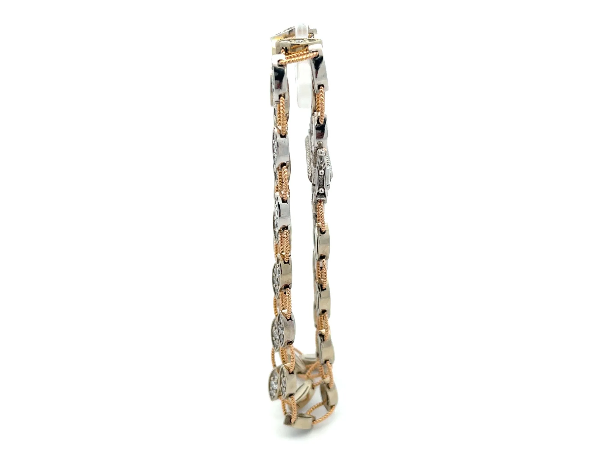 Multi Strand Diamond Link Bracelet in 18k Rose and White Gold
