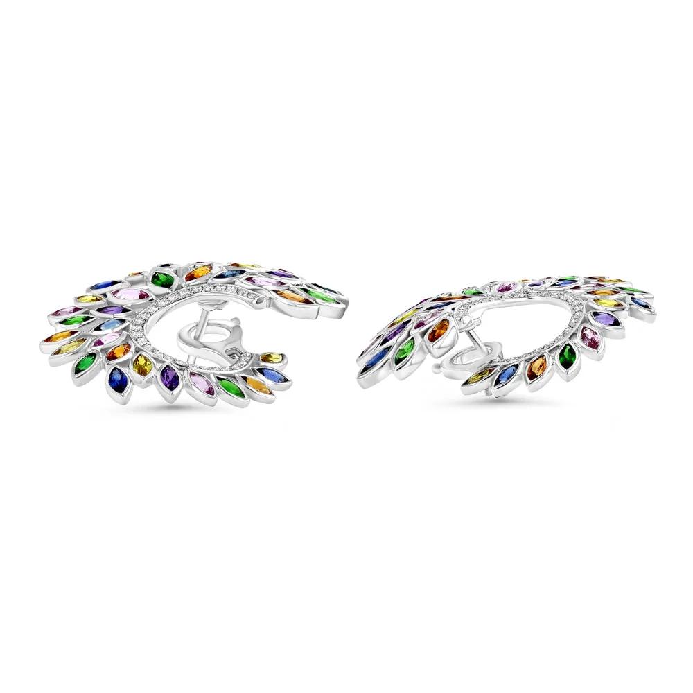 Multicolor Sapphire and Diamond Earrings