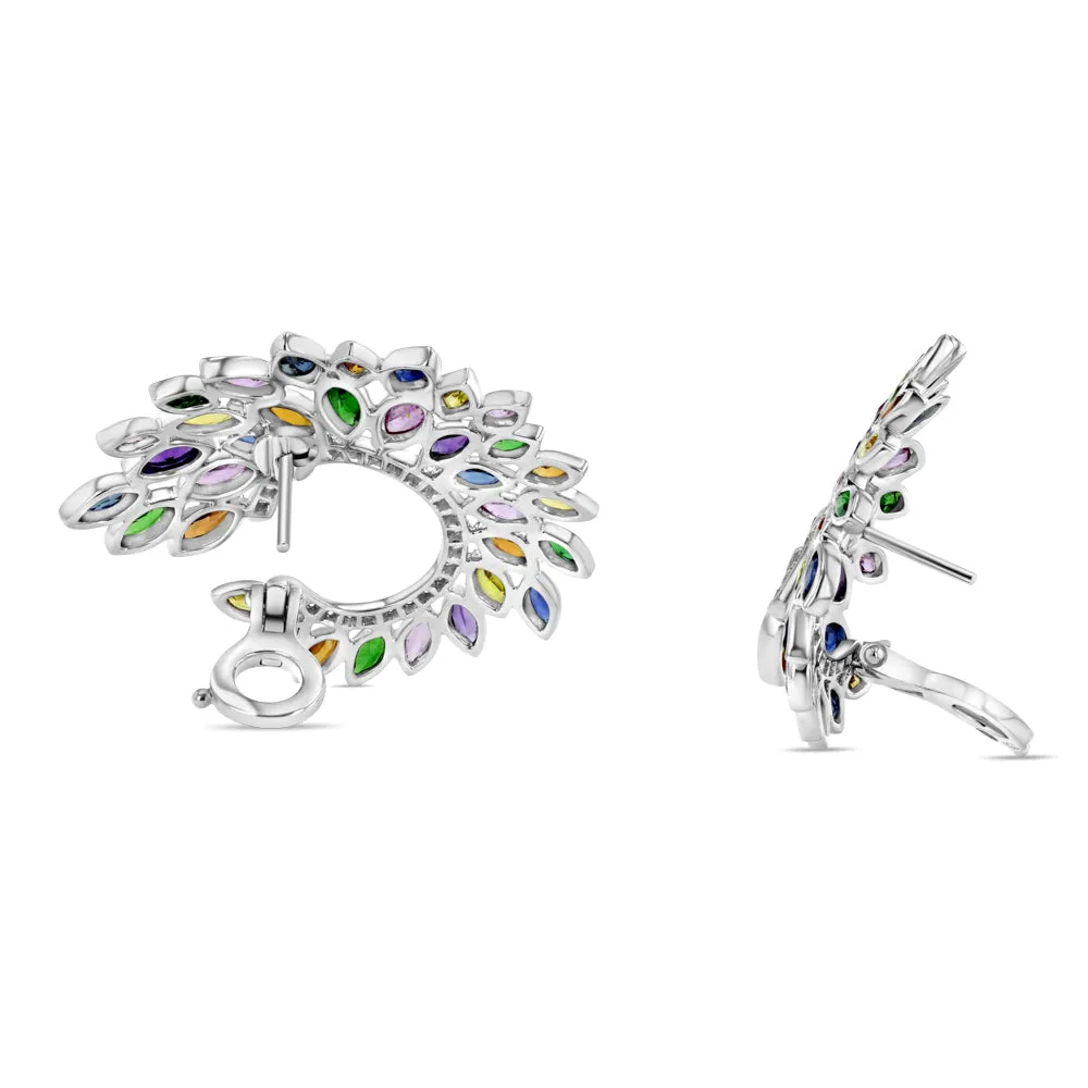 Multicolor Sapphire and Diamond Earrings