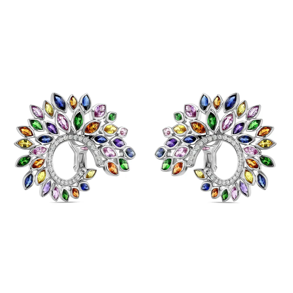 Multicolor Sapphire and Diamond Earrings