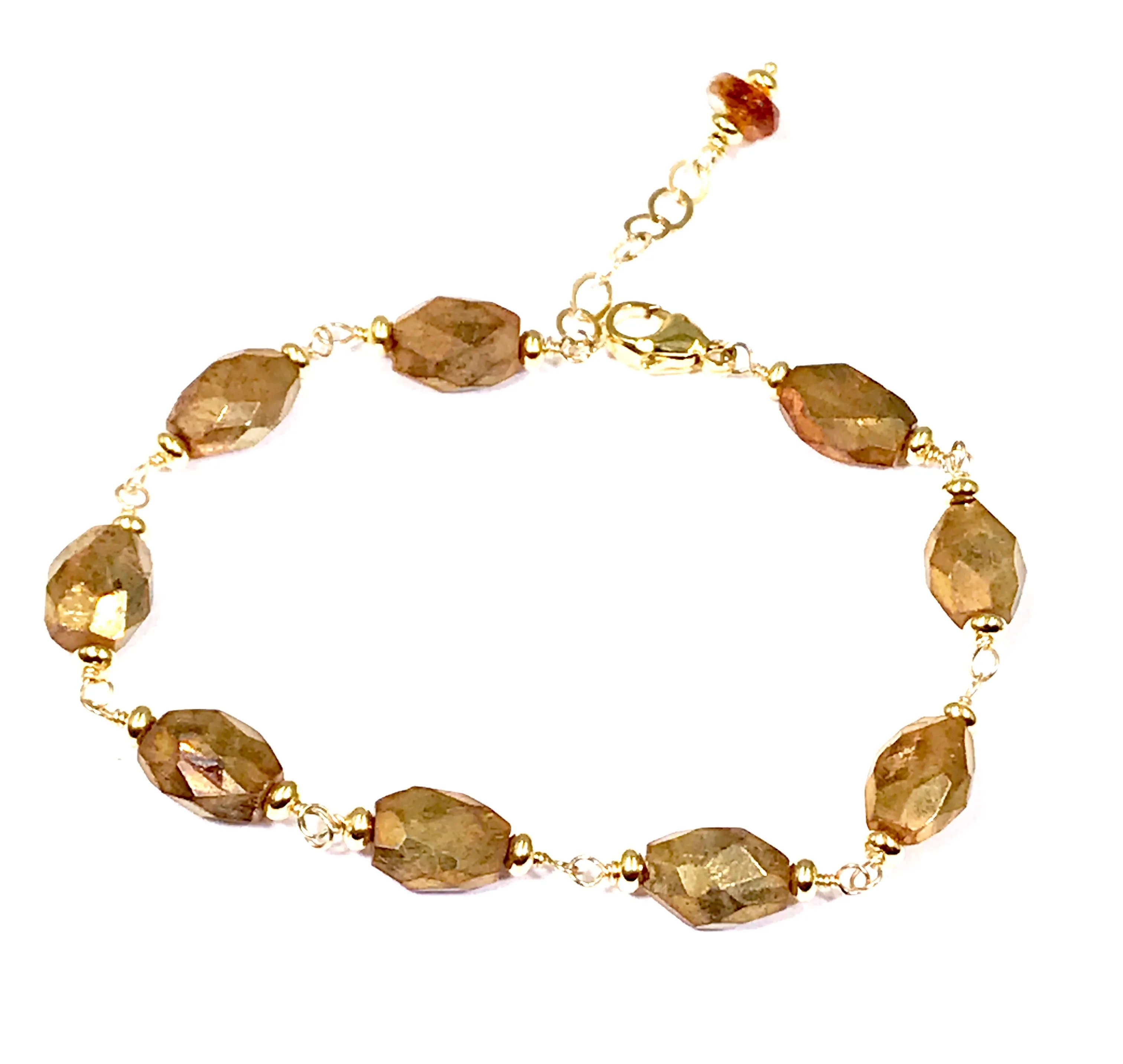 Mystic Gold Labradorite Gemstone Bracelet Wire Wrap 14kt Gold Fill 2