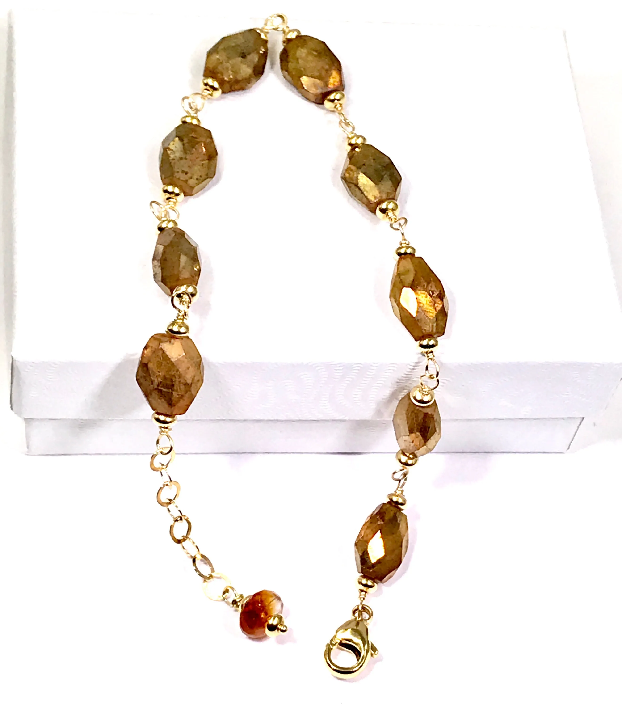 Mystic Gold Labradorite Gemstone Bracelet Wire Wrap 14kt Gold Fill 2
