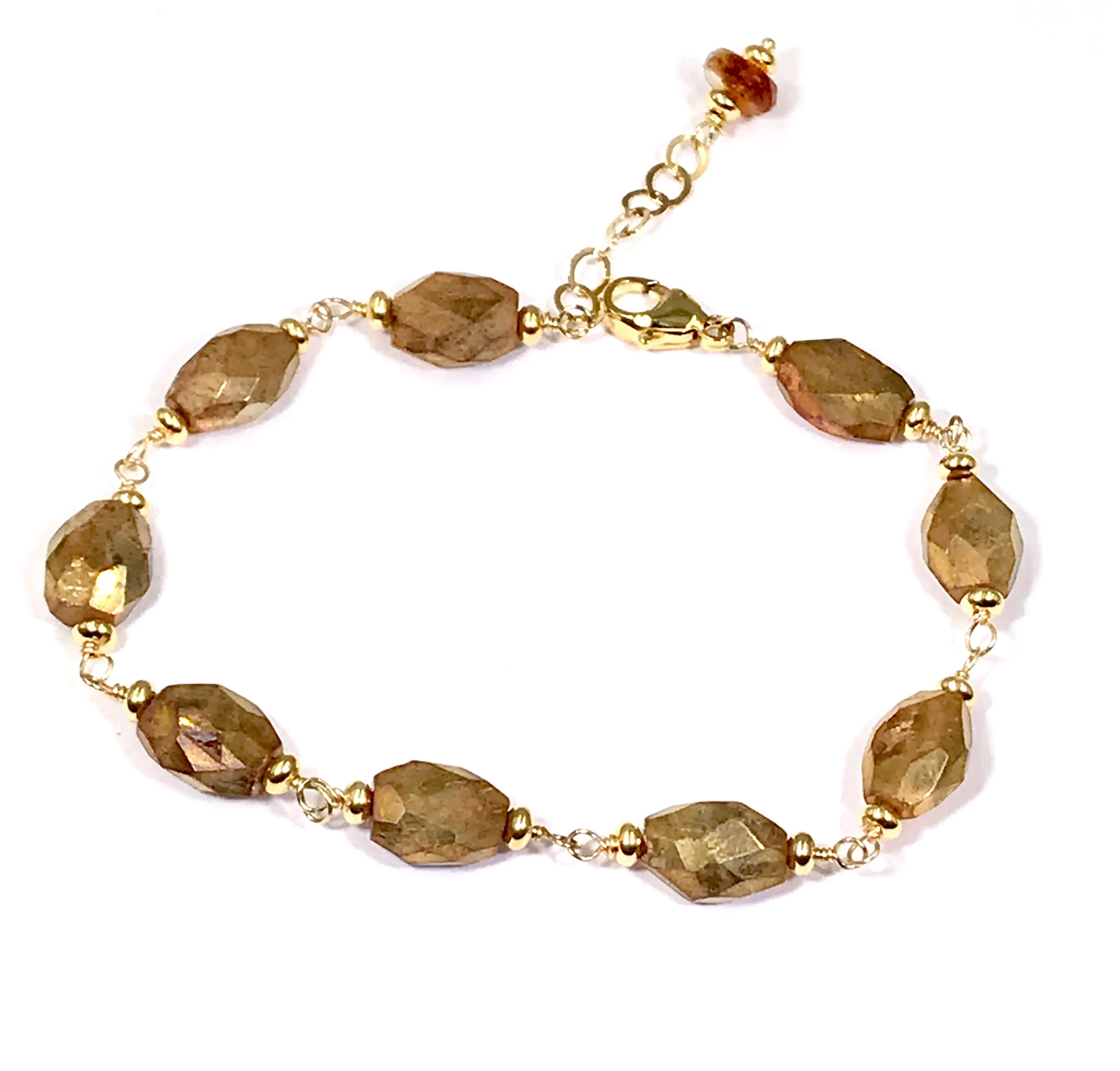 Mystic Gold Labradorite Gemstone Bracelet Wire Wrap 14kt Gold Fill 2
