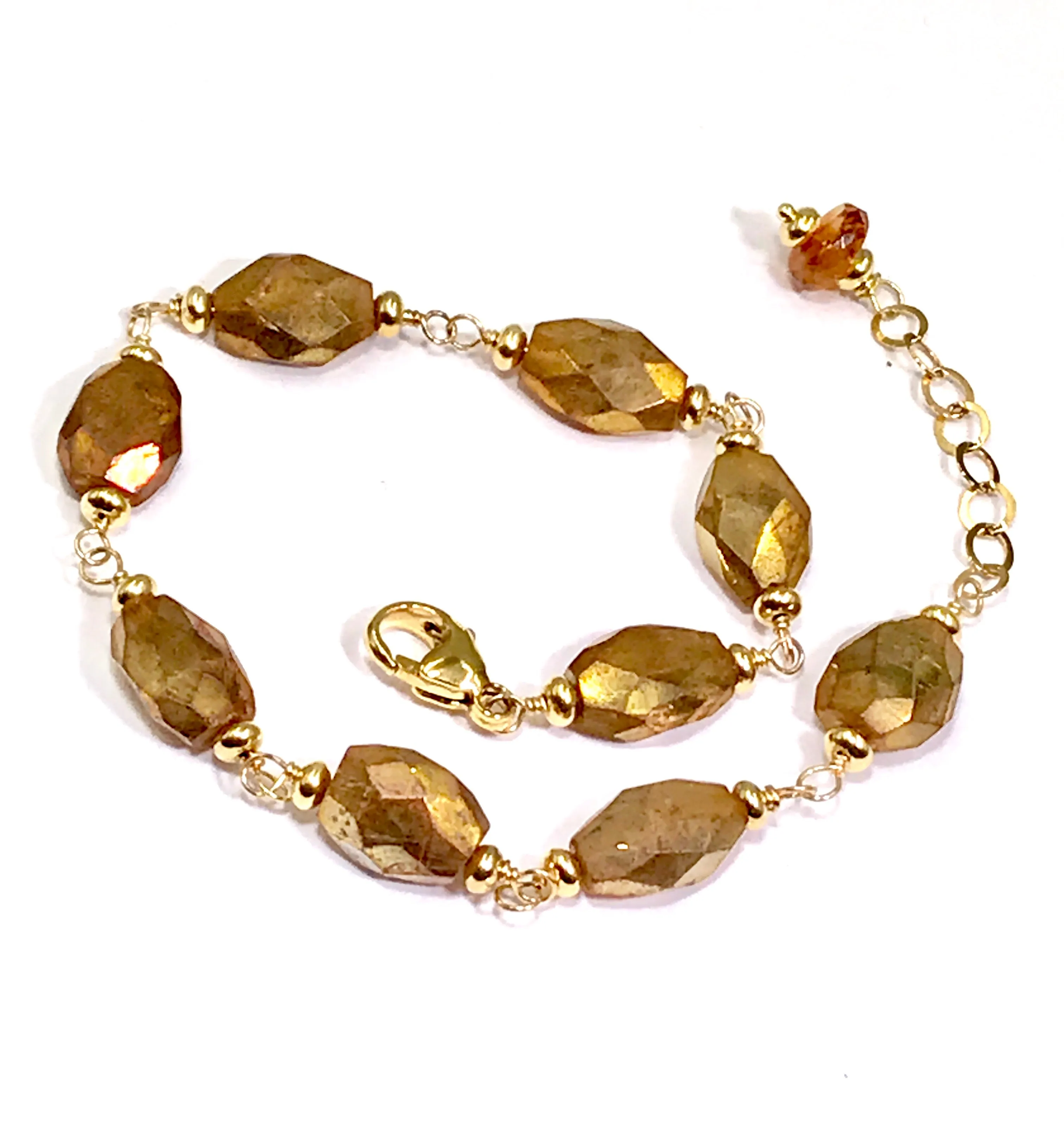 Mystic Gold Labradorite Gemstone Bracelet Wire Wrap 14kt Gold Fill 2