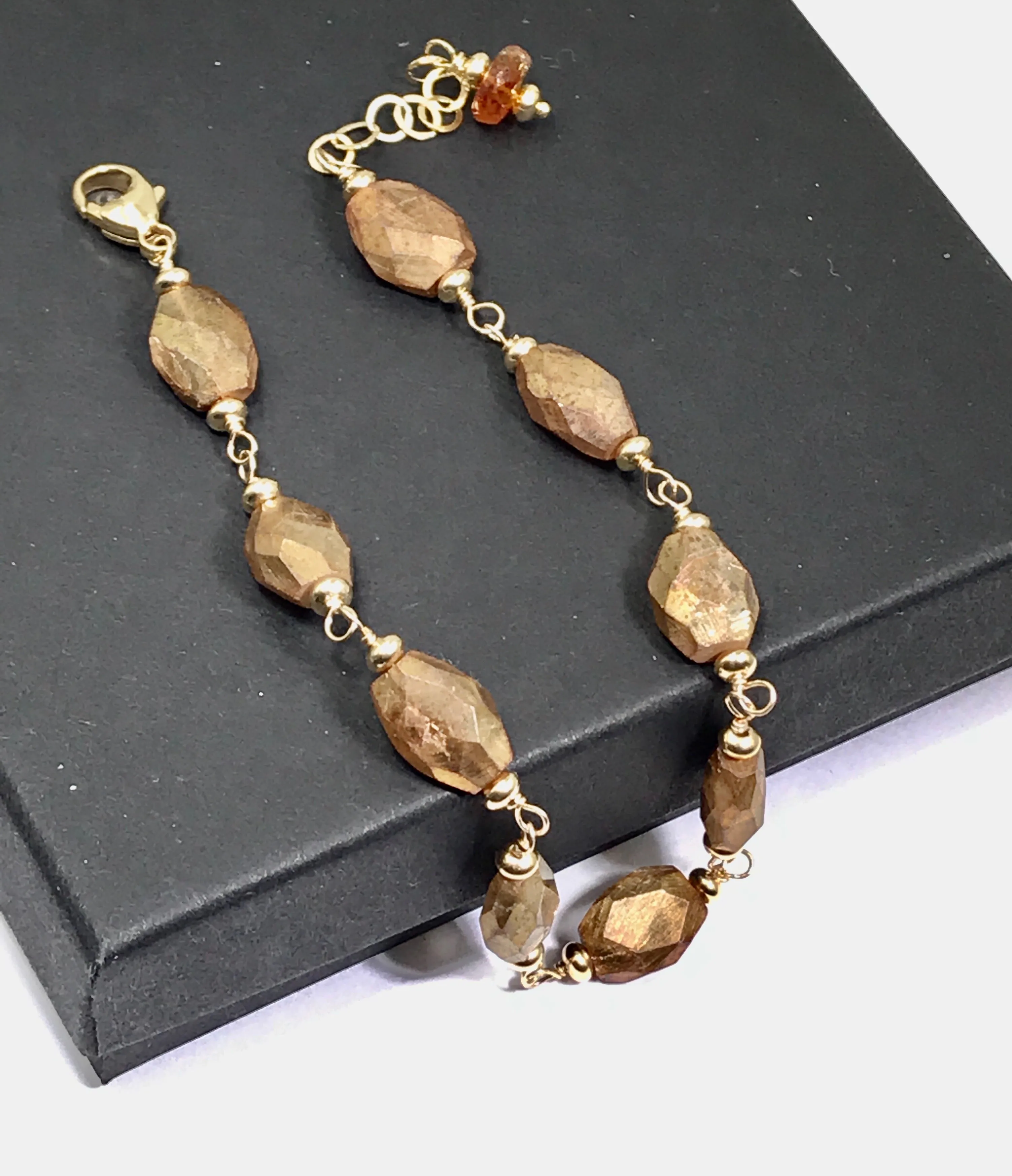 Mystic Gold Labradorite Gemstone Bracelet Wire Wrap 14kt Gold Fill 2