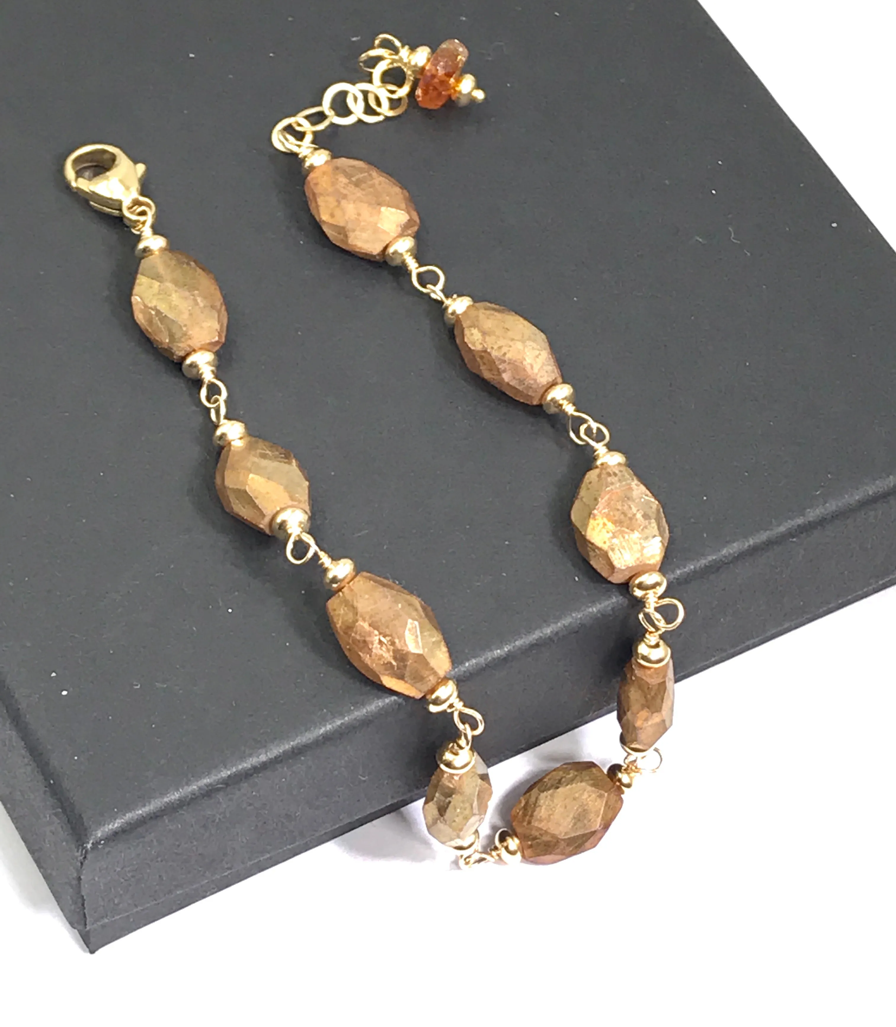 Mystic Gold Labradorite Gemstone Bracelet Wire Wrap 14kt Gold Fill 2