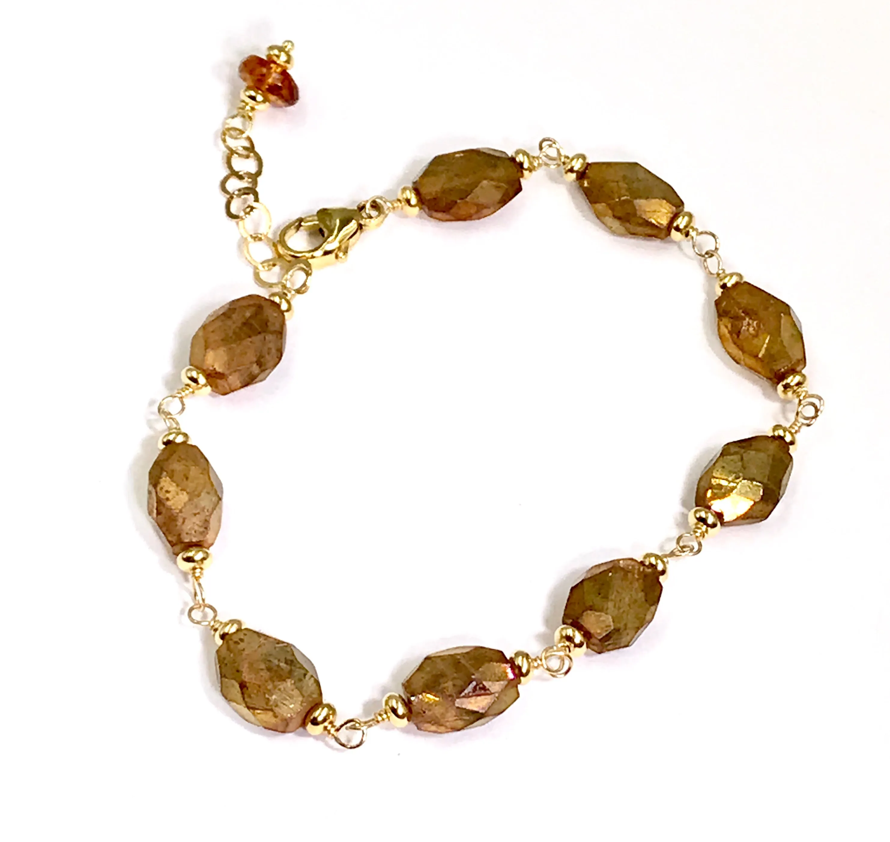 Mystic Gold Labradorite Gemstone Bracelet Wire Wrap 14kt Gold Fill 2
