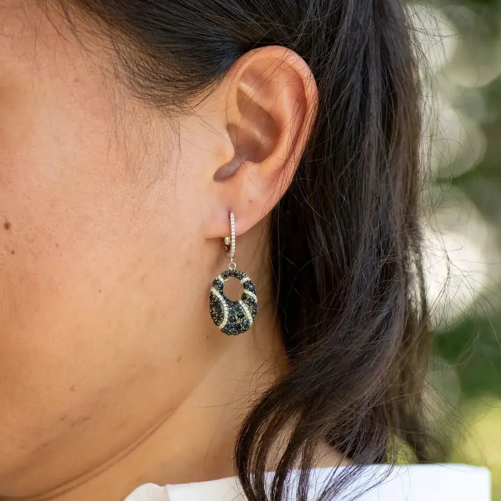 Natural Blue Sapphire Drop Earrings – 925 Sterling Silver Vintage Fine Jewelry