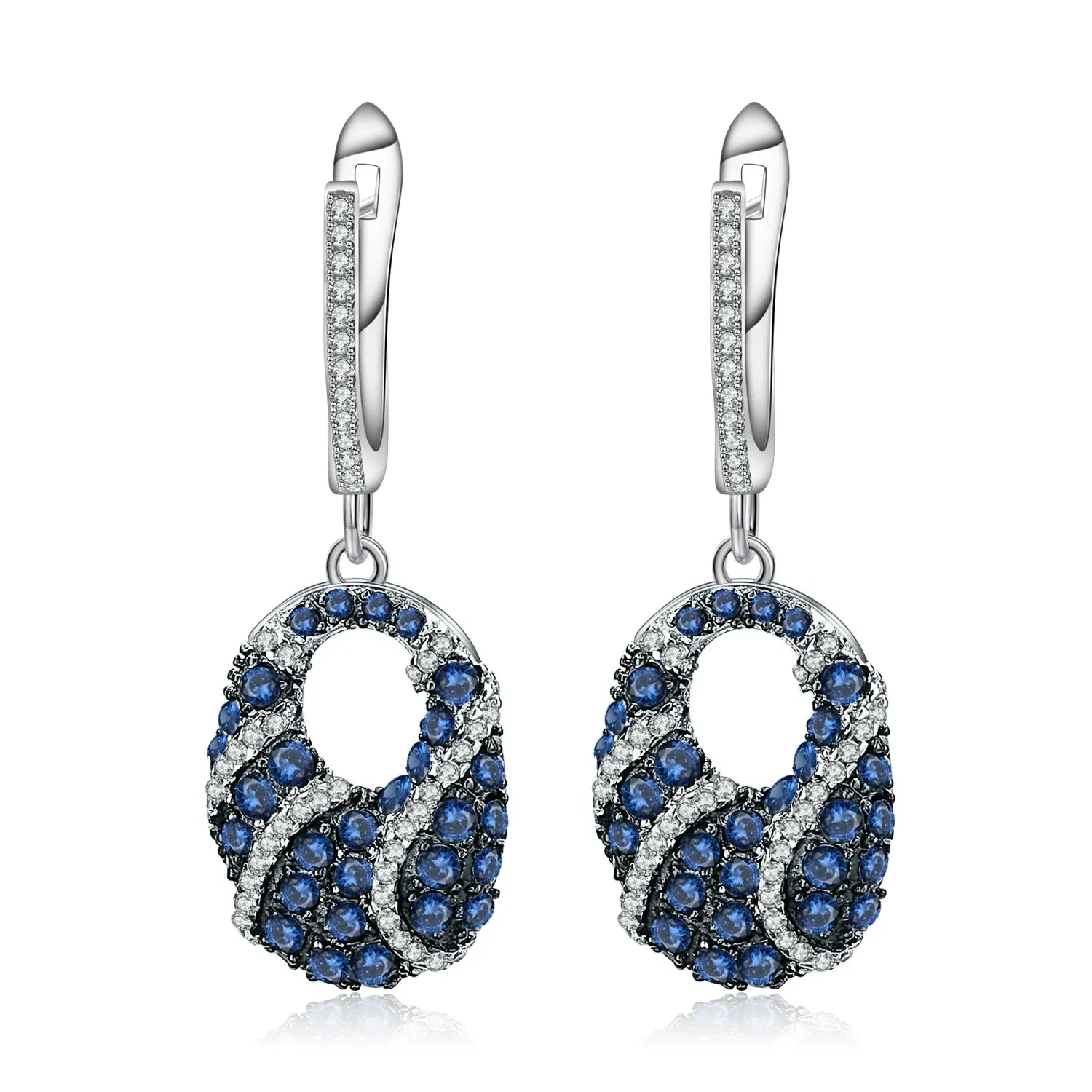 Natural Blue Sapphire Drop Earrings – 925 Sterling Silver Vintage Fine Jewelry