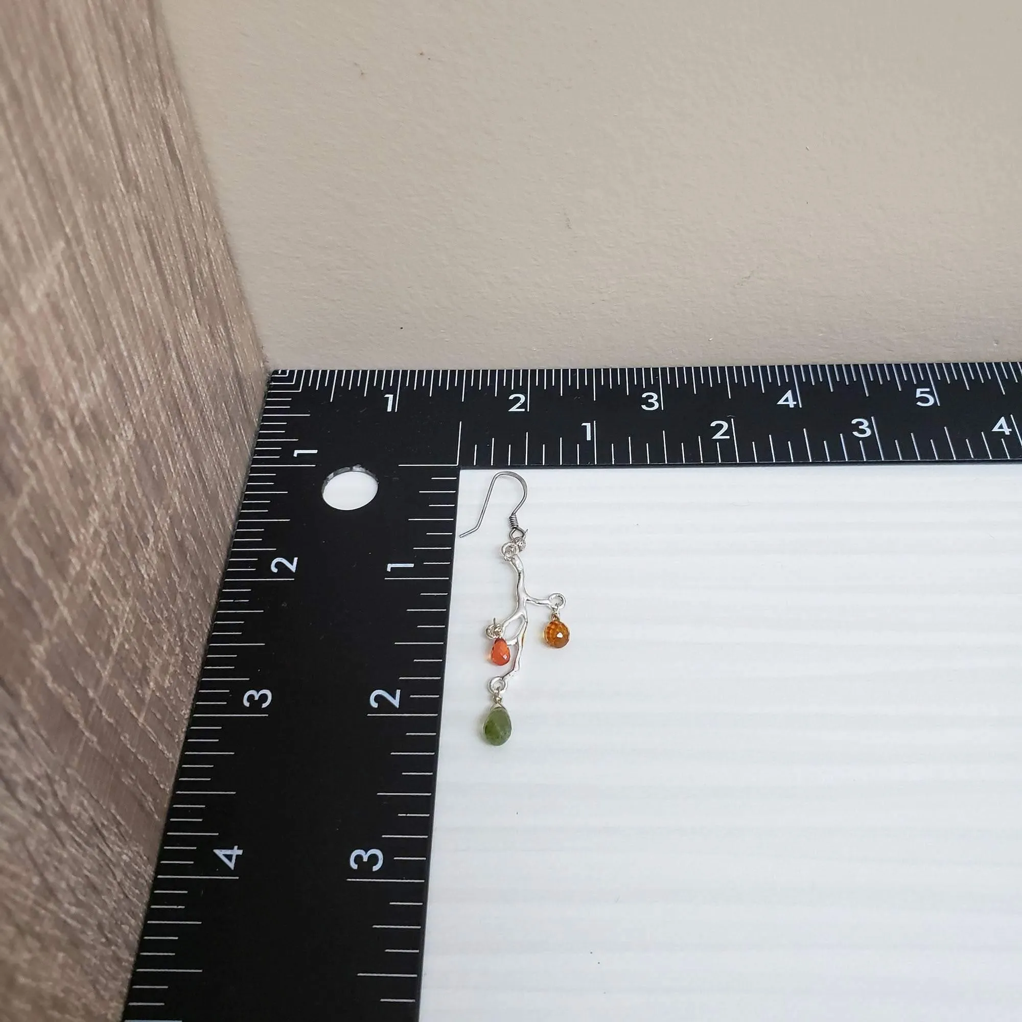 Natural Faceted Multicolor Sapphire Sterling Silver branch earrings