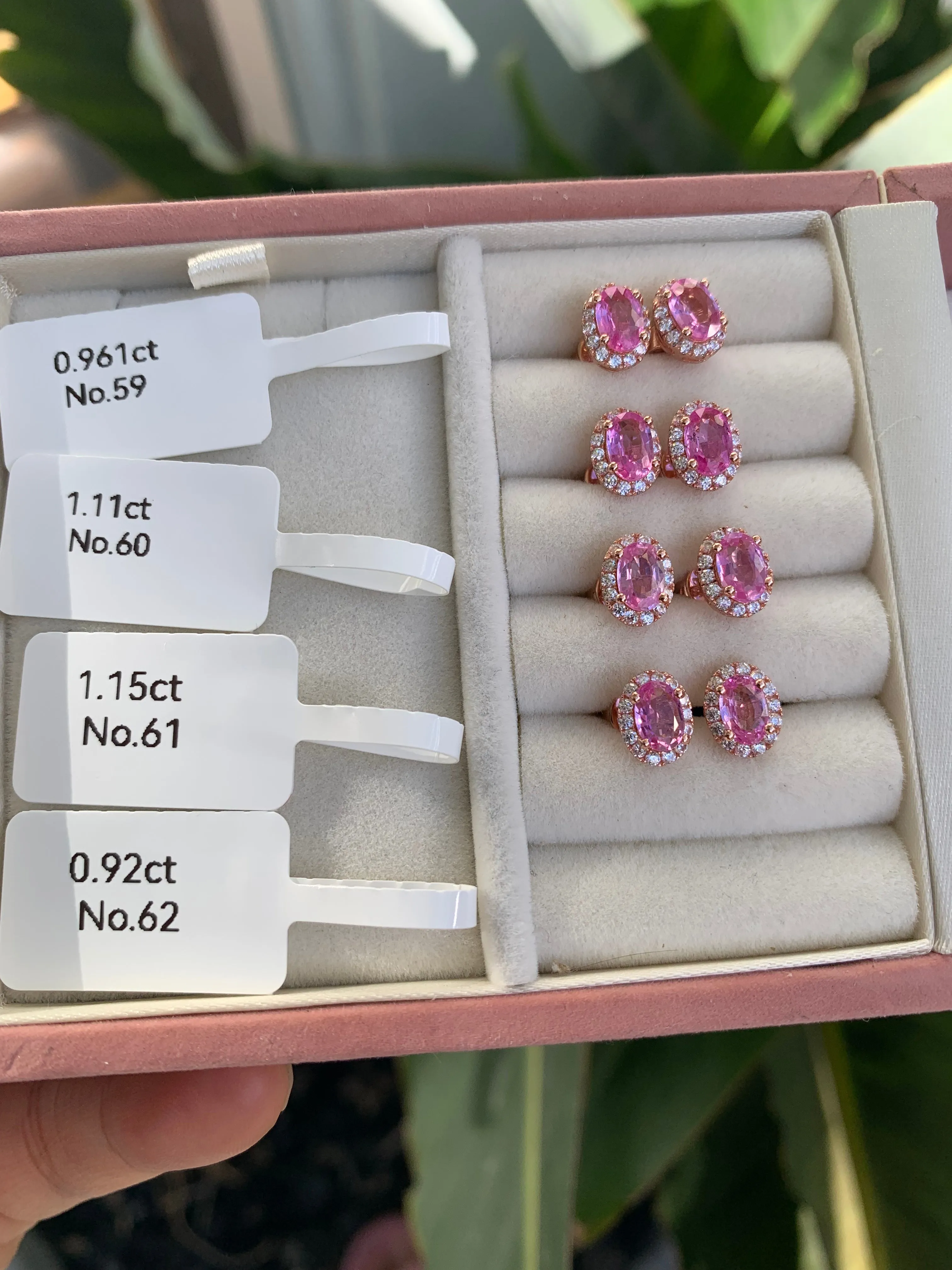 Natural Pink Sapphire Earring 925 sterling sliver Halo setting with Certificated