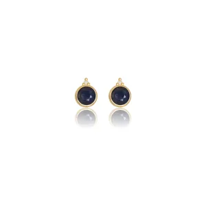 NATURAL SAPPHIRE AND TWO NATURAL DIAMOND SEPTEMBER EARRINGS GOLD