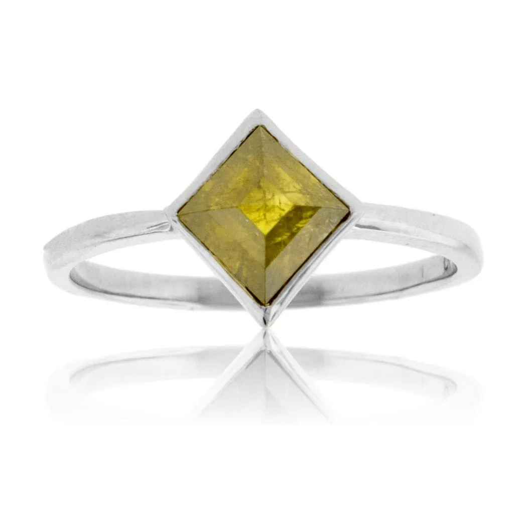 Natural Yellow Diamond Bezel Solitaire Ring