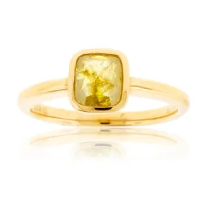 Natural Yellow Diamond Bezel Solitaire Ring