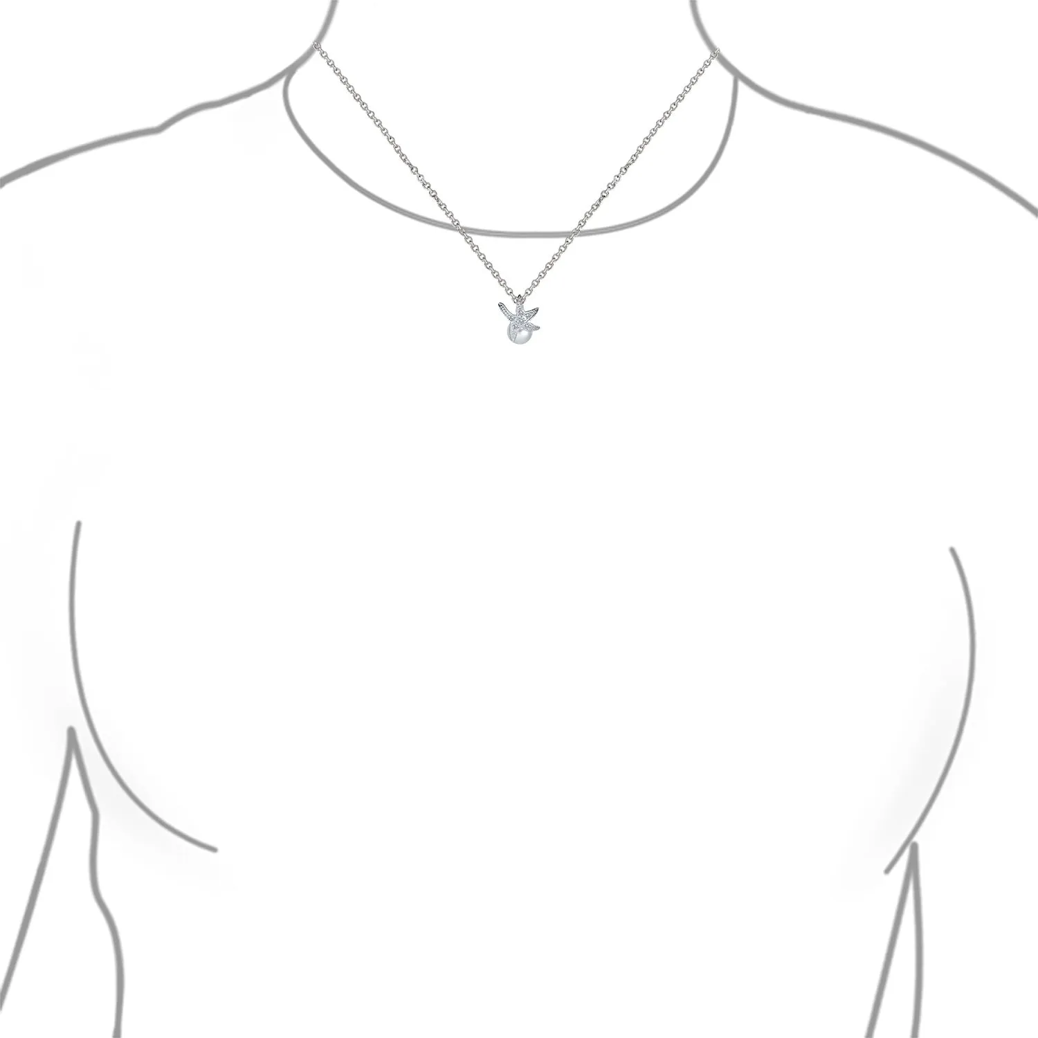 Nautical Simulated Pearl Pendant Necklace & Earrings Jewelry Set Sterling Silver