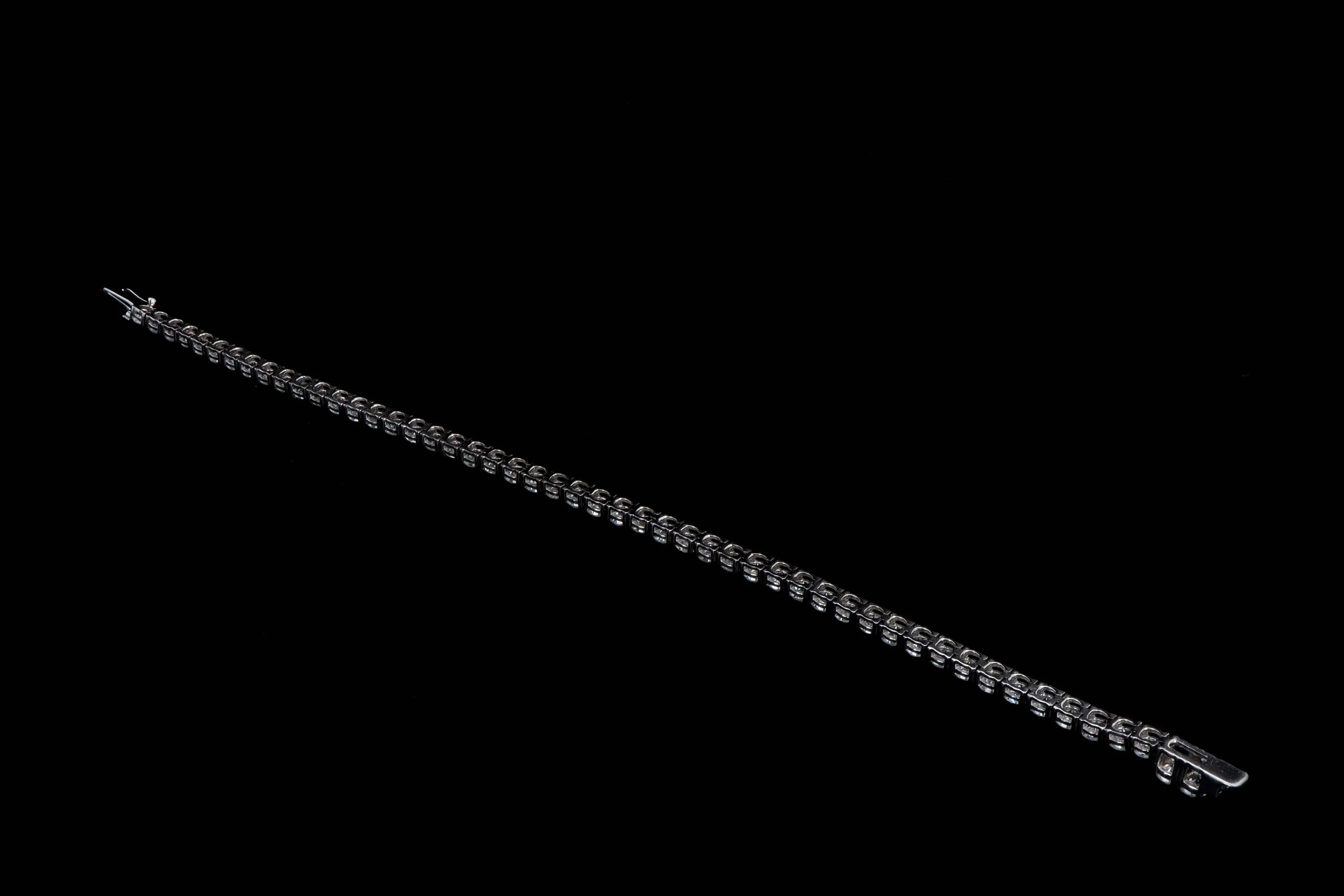 New 14K White Gold 7.98 Carat Round Brilliant Cut Diamond Tennis Bracelet