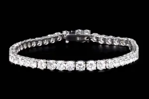 New 14K White Gold 7.98 Carat Round Brilliant Cut Diamond Tennis Bracelet
