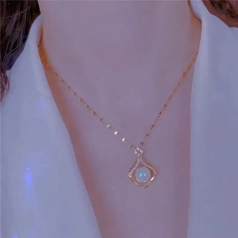 New Beads Women's Neck Chain Kpop Pearl Choker Necklace Gold Color Goth Chocker Jewelry On The Neck Pendant