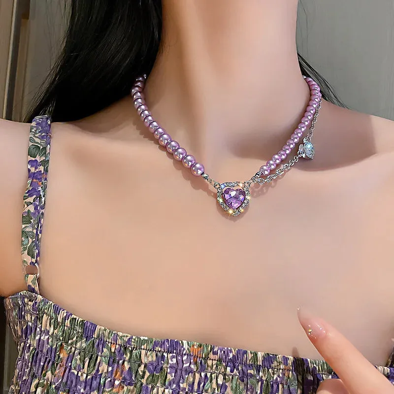 New Beads Women's Neck Chain Kpop Pearl Choker Necklace Gold Color Goth Chocker Jewelry On The Neck Pendant
