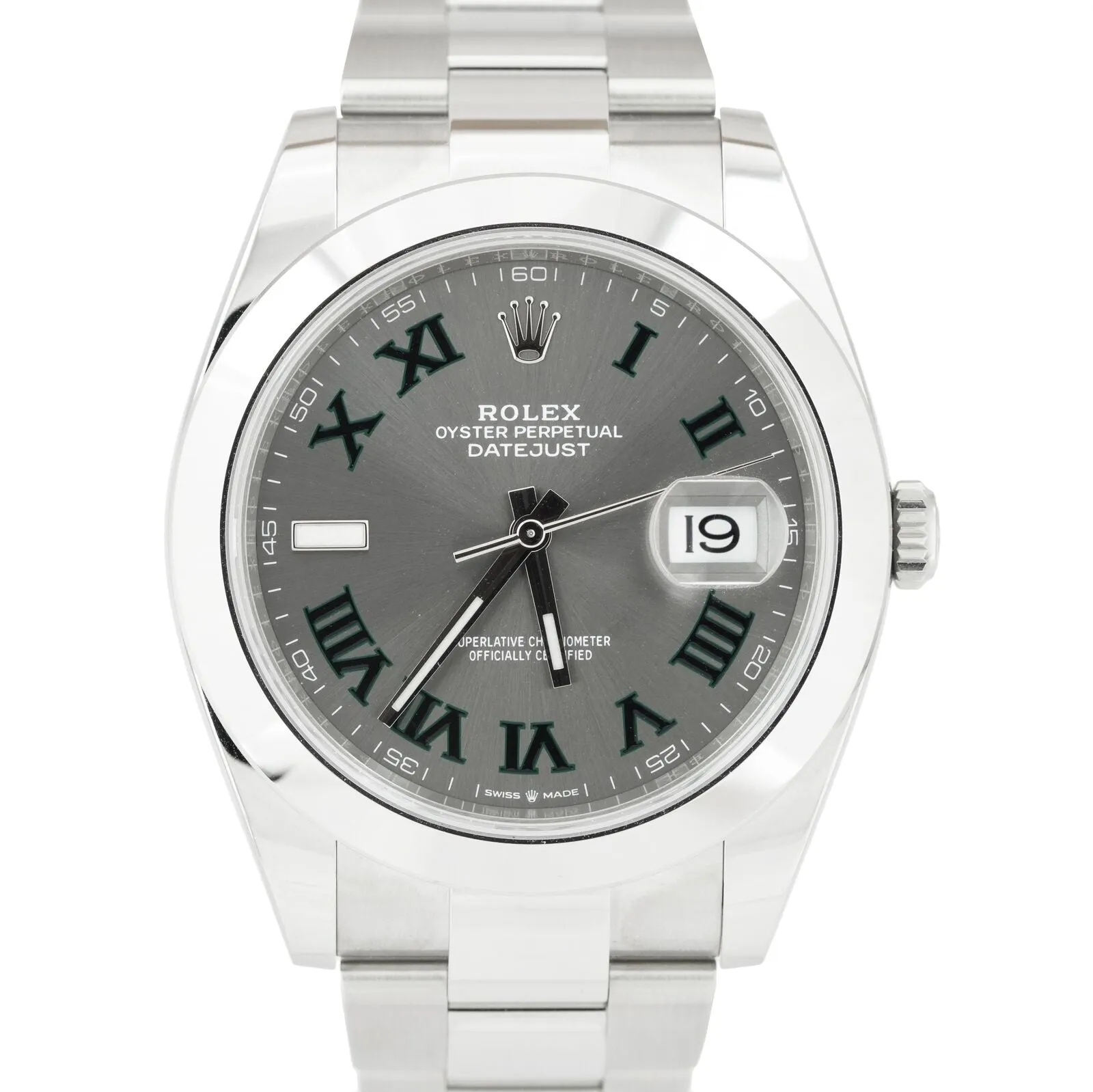 NEW DEC. 2021 Rolex DateJust 41 Wimbledon Rhodium Grey 41mm Oyster Watch 126300