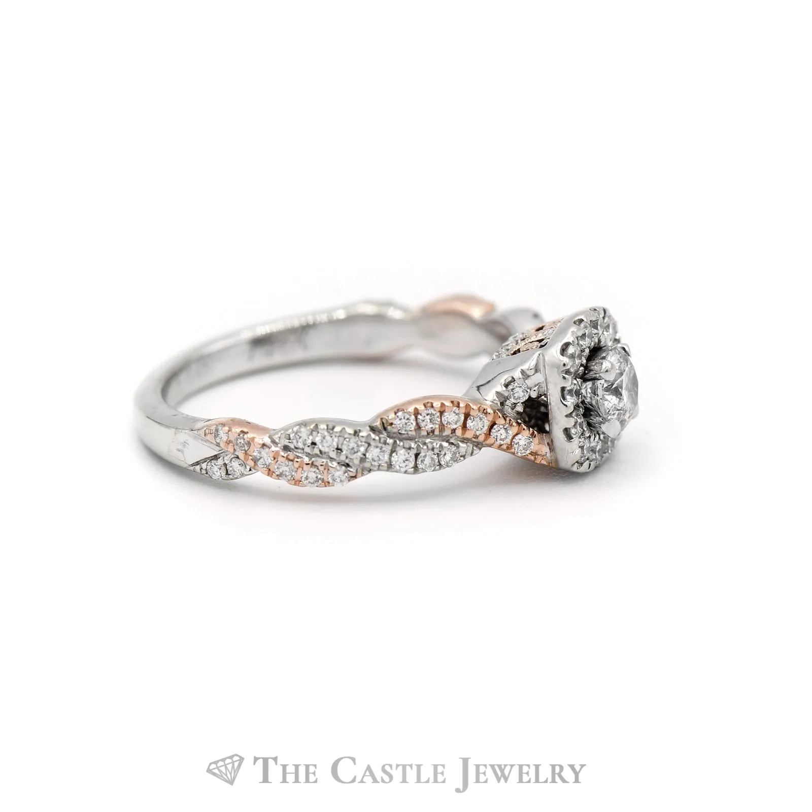 Niel Lane 1/2cttw Diamond Engagement Ring with Diamond Accented Twisted Sides in 14k Two Tone Gold