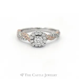 Niel Lane 1/2cttw Diamond Engagement Ring with Diamond Accented Twisted Sides in 14k Two Tone Gold