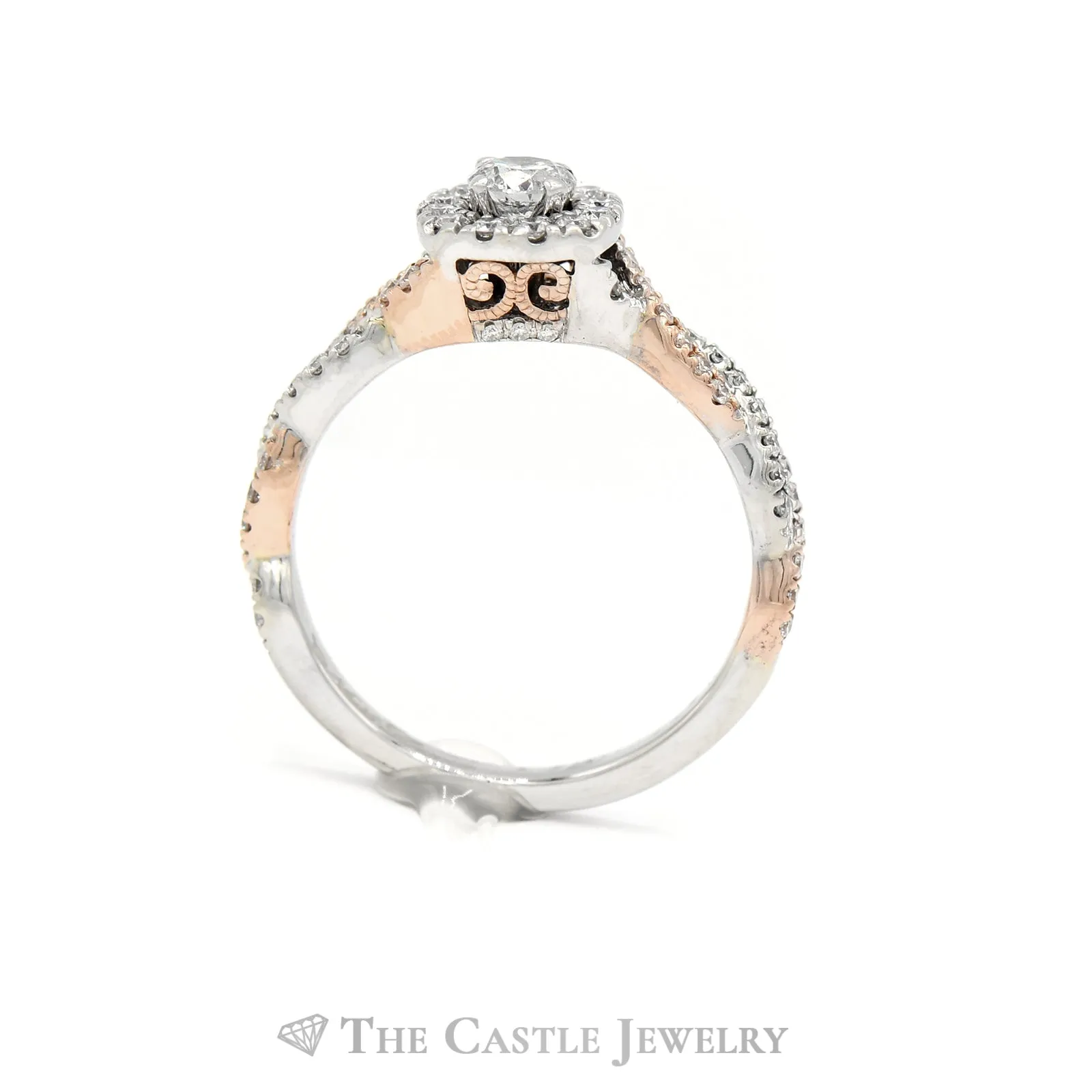 Niel Lane 1/2cttw Diamond Engagement Ring with Diamond Accented Twisted Sides in 14k Two Tone Gold