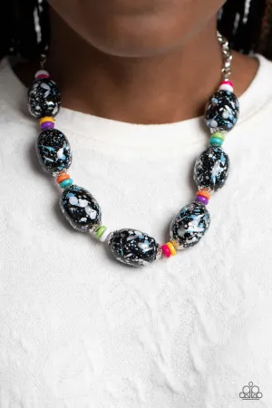 No Laughing SPLATTER - Multi - Oversized Paint-Splattered Bead Paparazzi Short Necklace