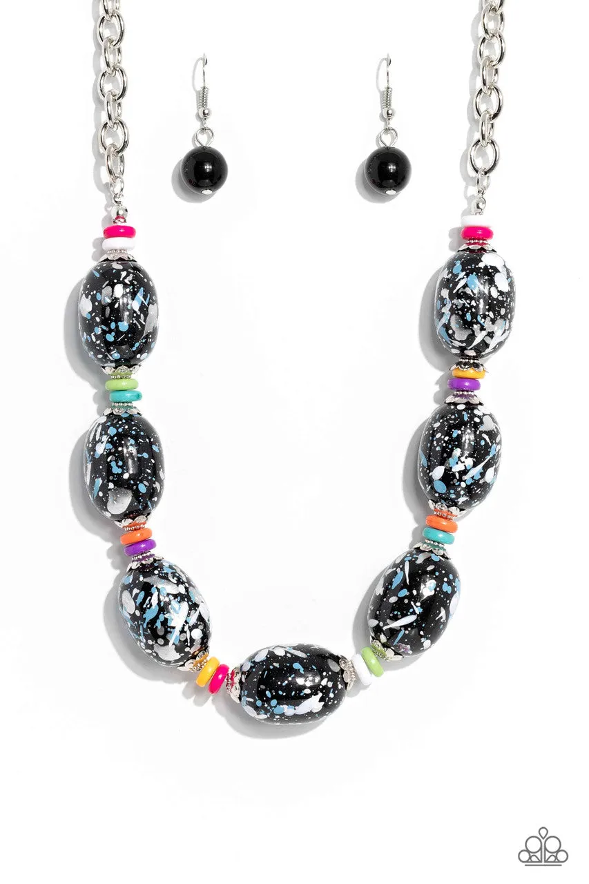 No Laughing SPLATTER - Multi - Oversized Paint-Splattered Bead Paparazzi Short Necklace