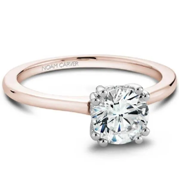 Noam Carver Hidden Halo Solitaire Double Prong Engagement Ring