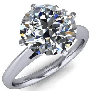 Noelle Round Center Stone Classic 4 T Prongs Cathedral Comfort Fit Solitaire Ring