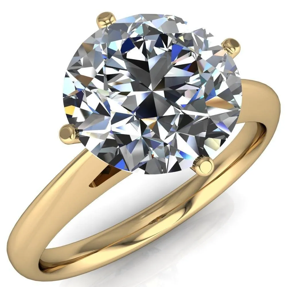 Noelle Round Center Stone Classic 4 T Prongs Cathedral Comfort Fit Solitaire Ring