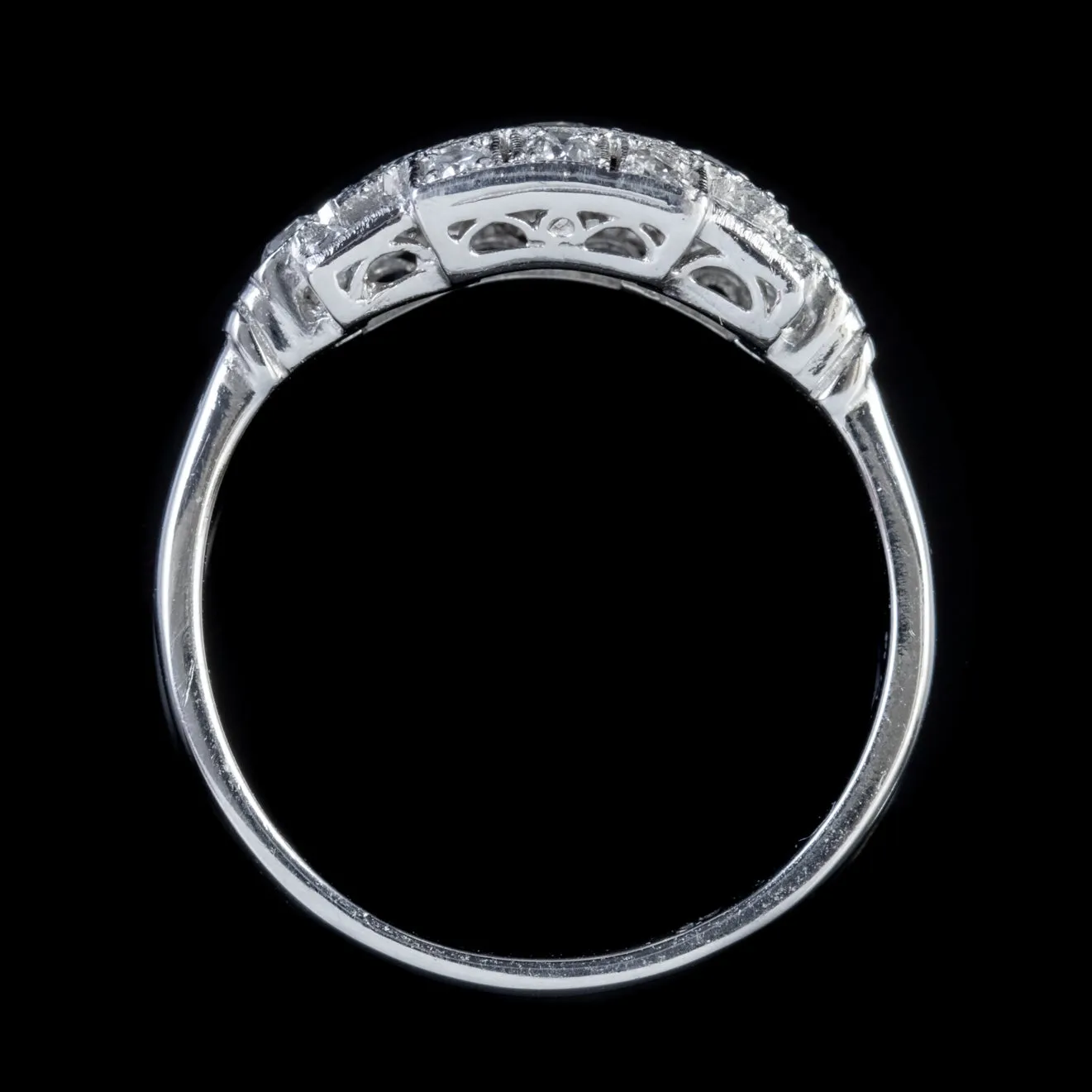 Old Cut Diamond Cluster Ring Platinum 1Ct Of Diamond