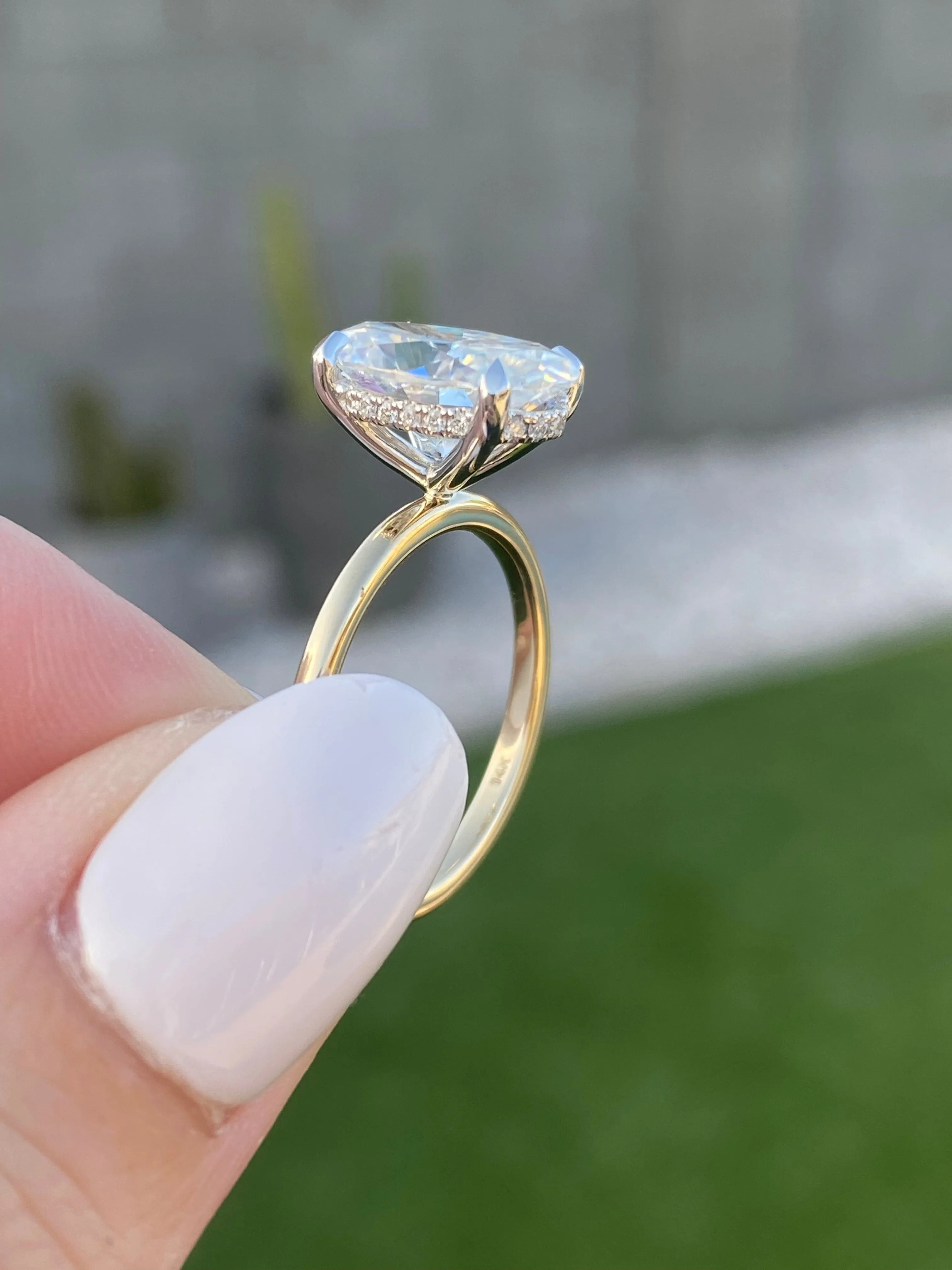 Olivia FLUSH (4.7ct) Oval Moissanite Ring ( ) Hidden Halo