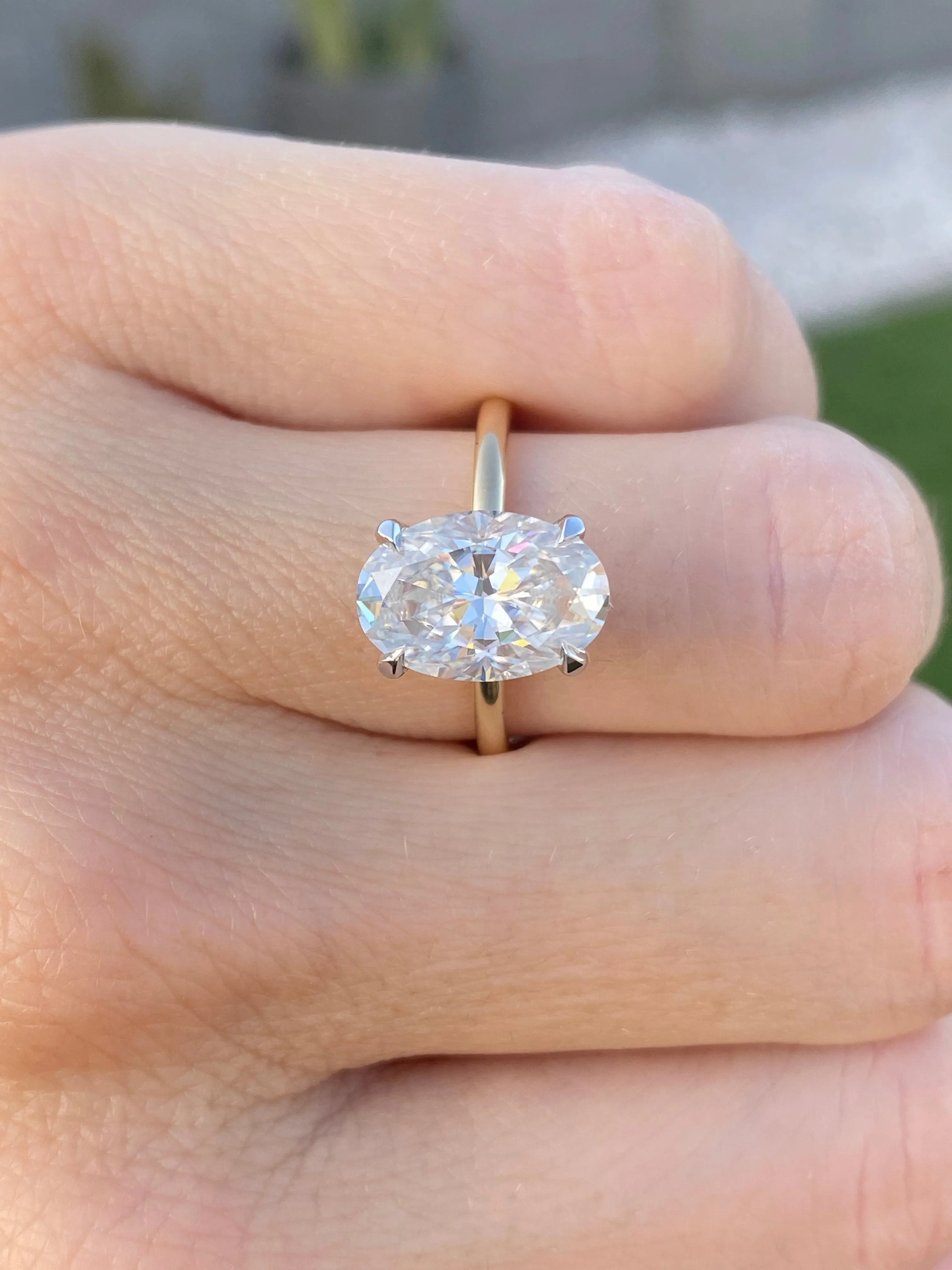 Olivia FLUSH (4.7ct) Oval Moissanite Ring ( ) Hidden Halo