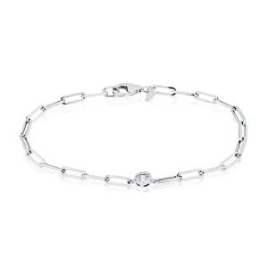 One-Stone Lab Grown Bezel Paperclip Bracelet