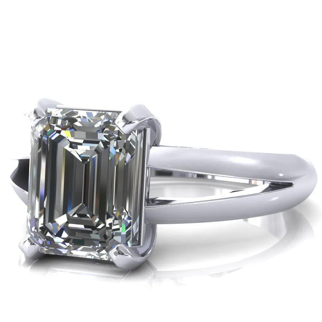 Onica Radiant Center Stone Shaped Split Shank High Setting Cathedral Engagement Ring