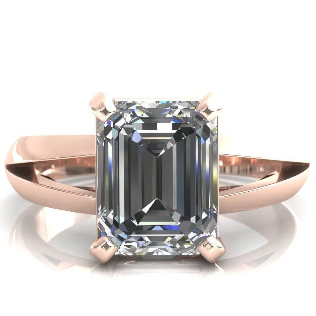 Onica Radiant Center Stone Shaped Split Shank High Setting Cathedral Engagement Ring