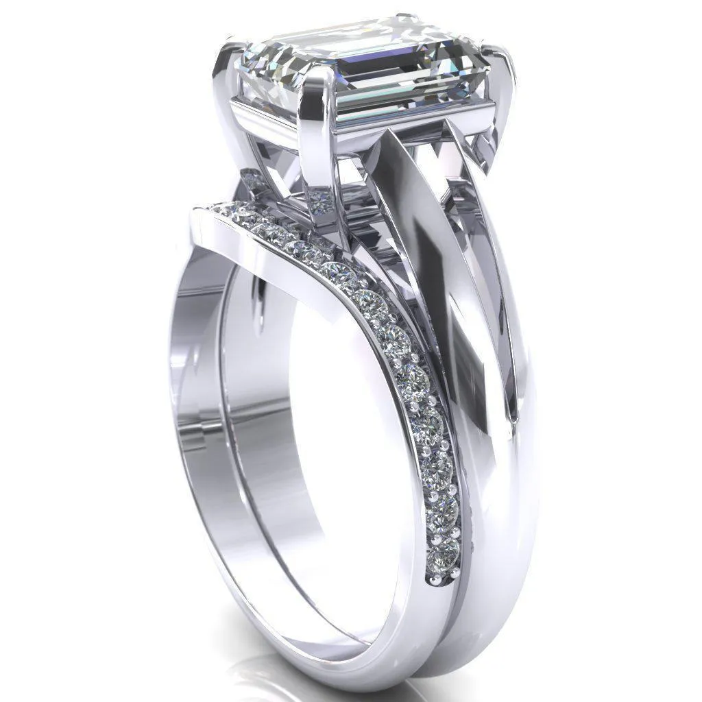 Onica Radiant Center Stone Shaped Split Shank High Setting Cathedral Engagement Ring