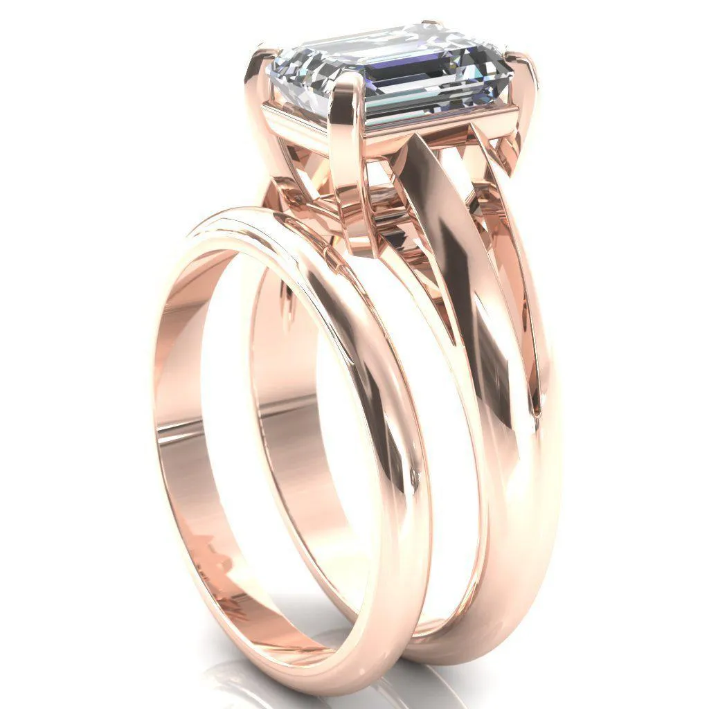 Onica Radiant Center Stone Shaped Split Shank High Setting Cathedral Engagement Ring