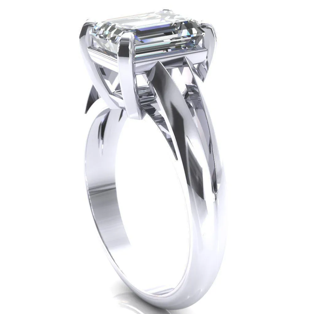 Onica Radiant Center Stone Shaped Split Shank High Setting Cathedral Engagement Ring